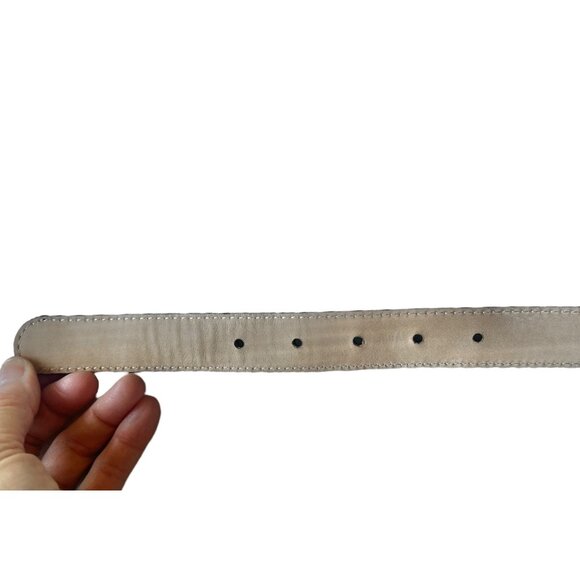 Talbots Black Embossed Leather Belt Faceted Gemstone Style Buckle 30” - 34” GUC - Picture 9 of 11